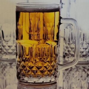 Vtg 2012 Set 4 Gibson Jewelite Heavy Glass Mugs 21 Oz.